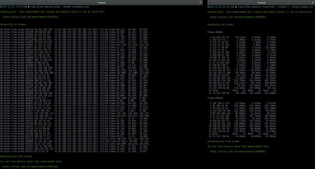 RIPE Atlas CLI ping traceroute