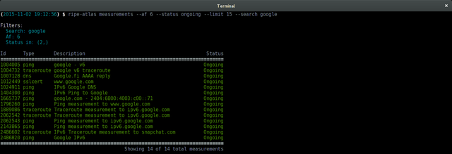 RIPE Atlas CLI Google