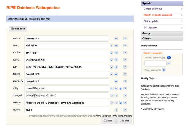 Full MNTNER object with authorisation