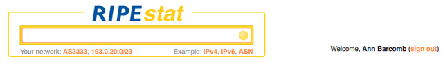 RIPEstat RIPE NCC Access welcome