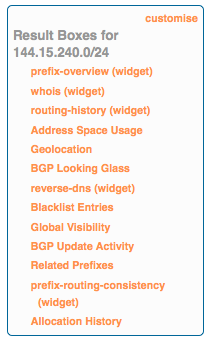 RIPEstat RIPE NCC Access result boxes - logged in