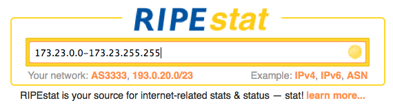 RIPEstat accepts a range