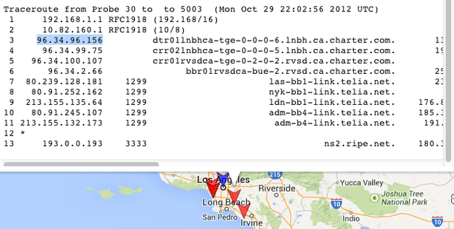 Screenshot Traceroute data