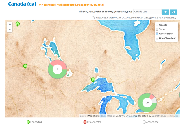 Probes Visualisation Per Country Canada