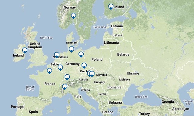 RIPE Atlas anchors map