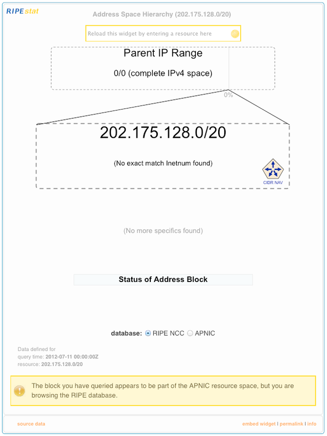 RIPEstat Address Space Hierarchy - RIPE view of APNIC data