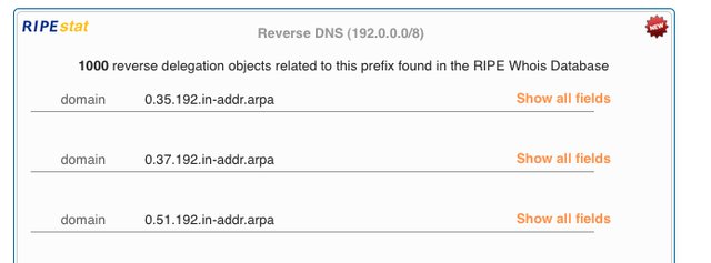 RIPEstat Reverse Delegation