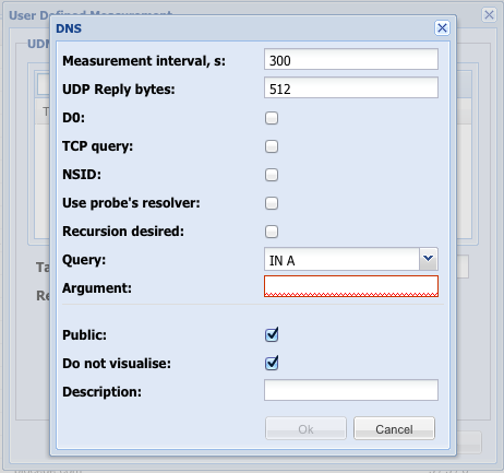 RIPE Atlas UDM screen for a DNS 